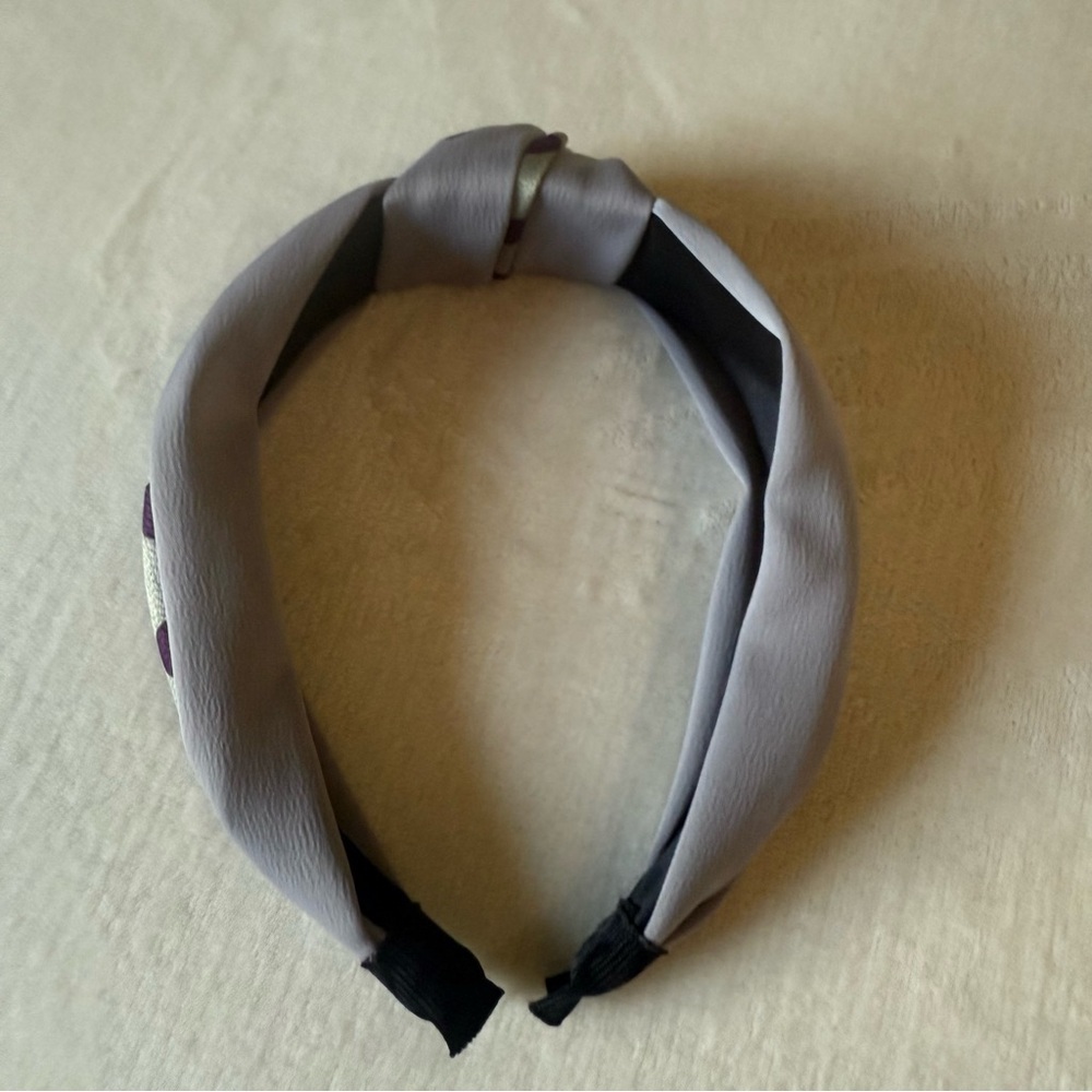 Purple Polka Dot Top-Knot Headband - Picture 5 of 6